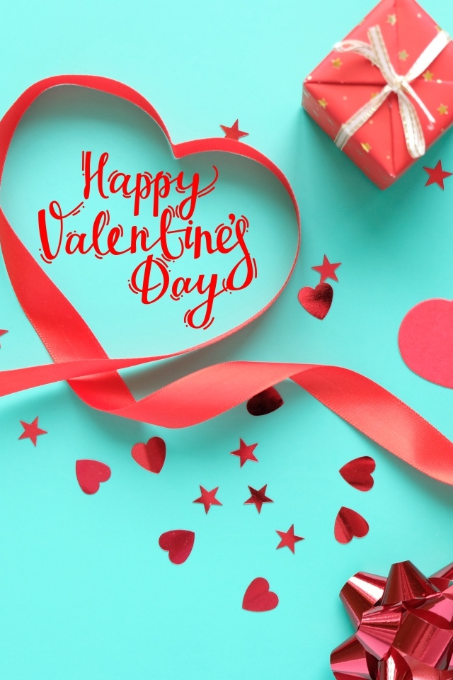 Подарки на день Святого Валентина на голубом фоне