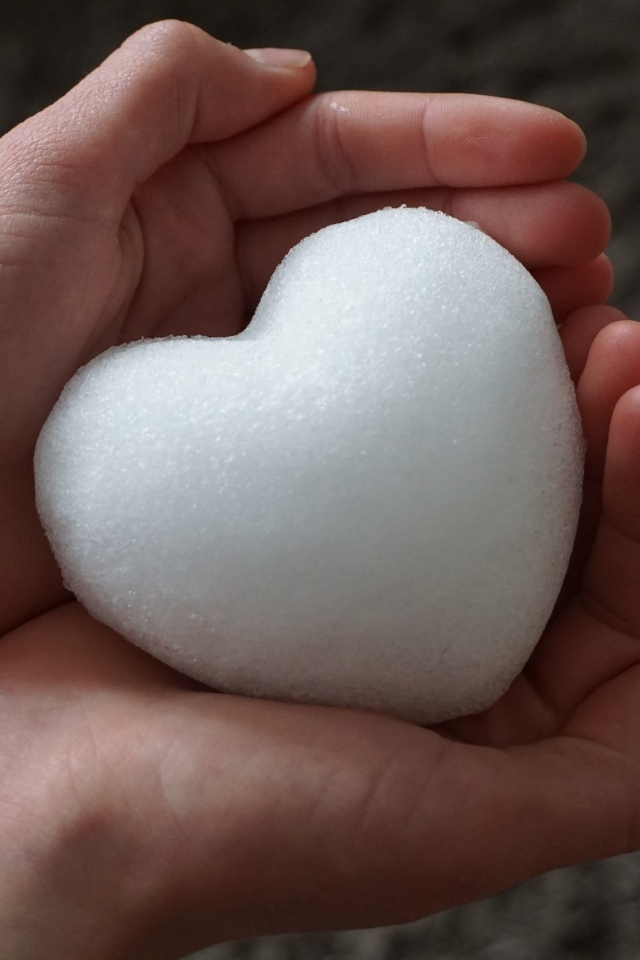 Холодное снежное сердце в ладонях