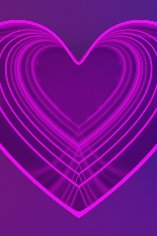 Розовое сердце на фиолетовом фоне