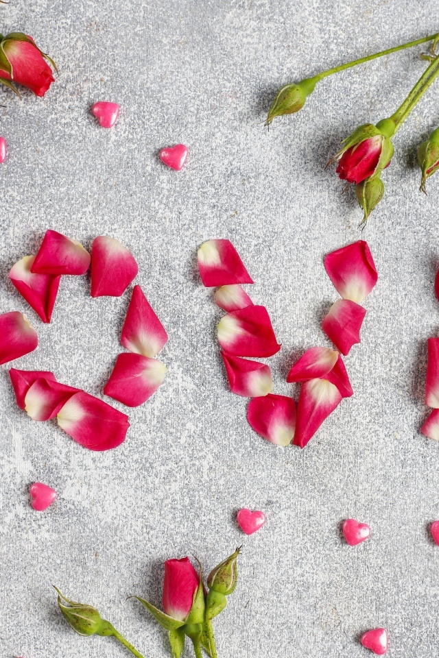 Надпись любовь из лепестков розы