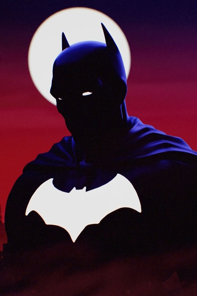 Персонаж Бэтмен на фоне белой луны