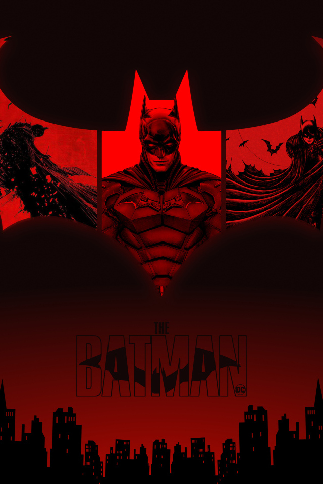 Логотип фильма Бэтмен на красном фоне