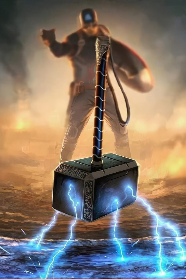 Капитан Америка с молотом Тора