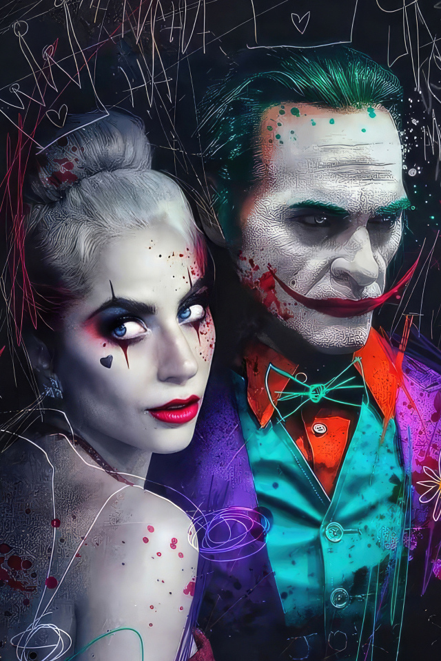 Нарисованные Харли Квин и Джокер