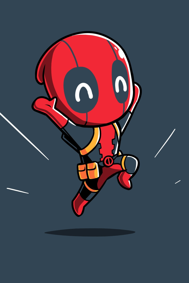 Нарисованный маленький Дэдпул на черном фоне