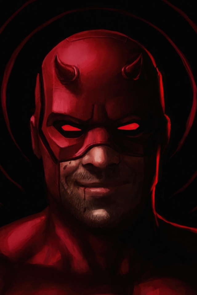 Фантастический персонаж Сорвиголова на черном фоне