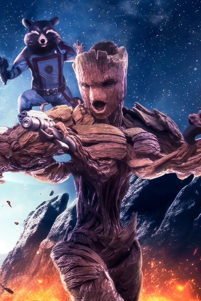 Грут и Ракета в фильме Стражи Галактики. Часть 3