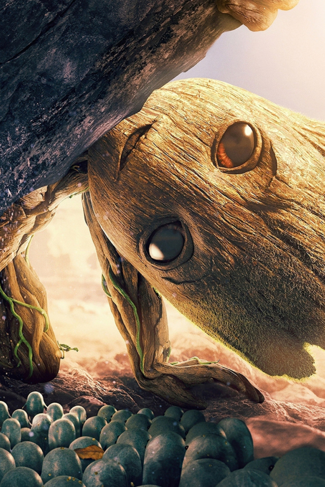 Маленький Грут у камня