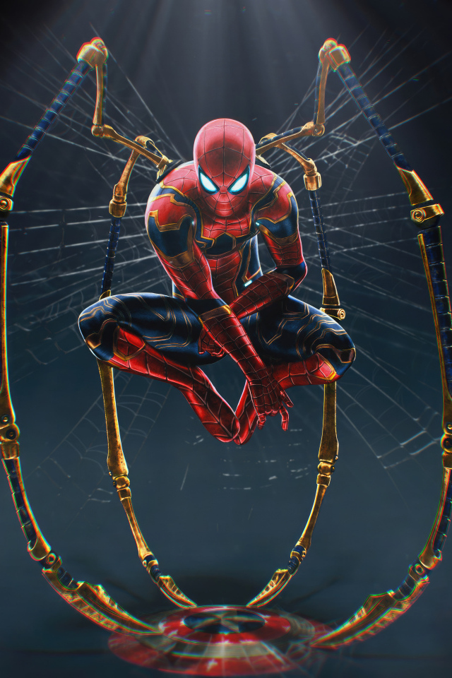 Нарисованный человек паук на черном фоне