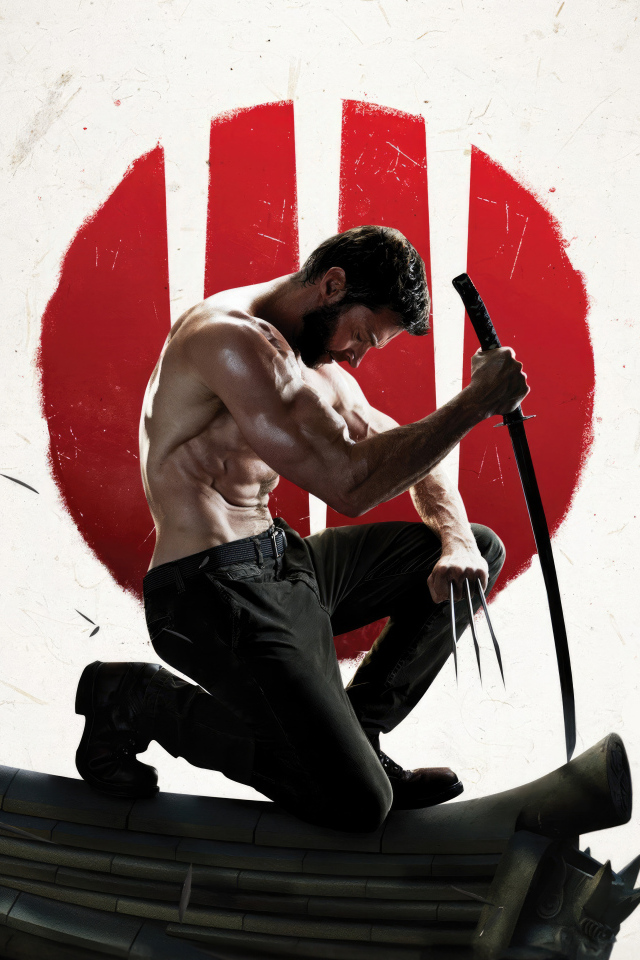 Супергерой Росомаха с самурайским мечом