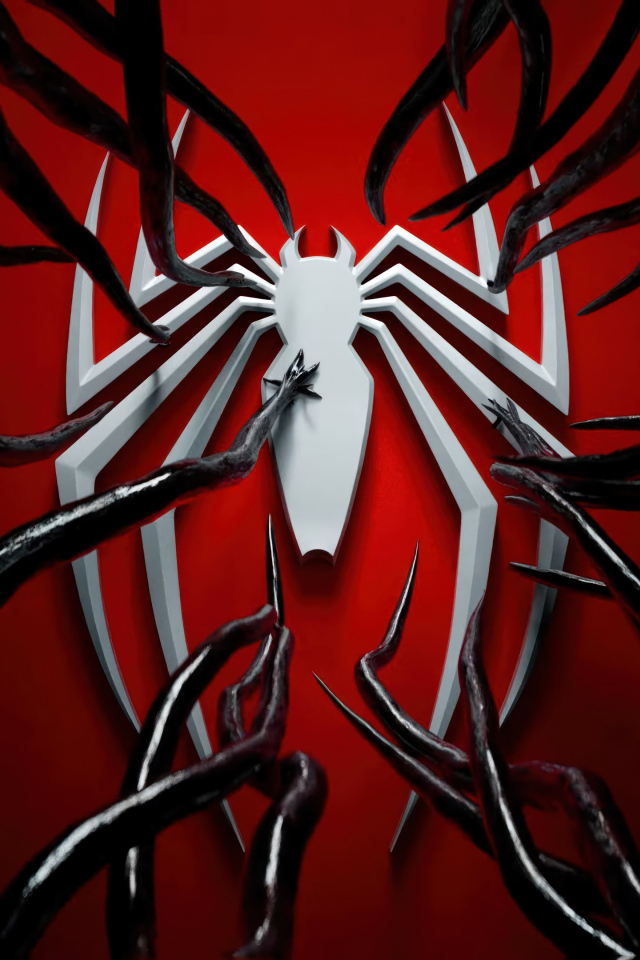 Белый логотип человека паука опутывает веном