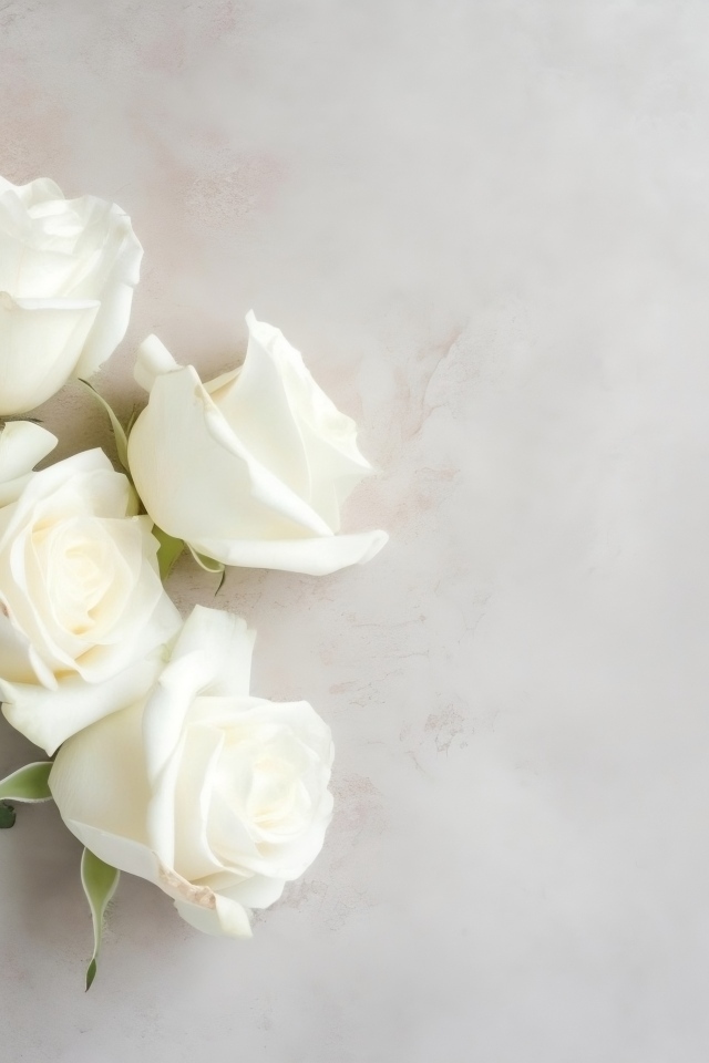 Букет белых роз на сером фоне
