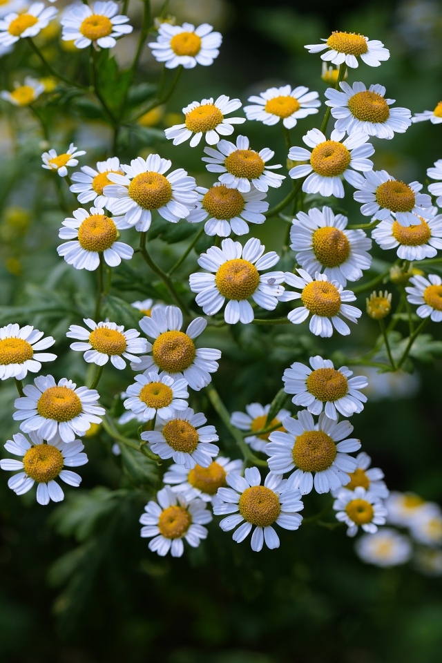 Мелкие цветы садовой ромашки