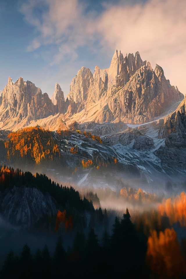 Красивый горный пейзаж в лучах солнца