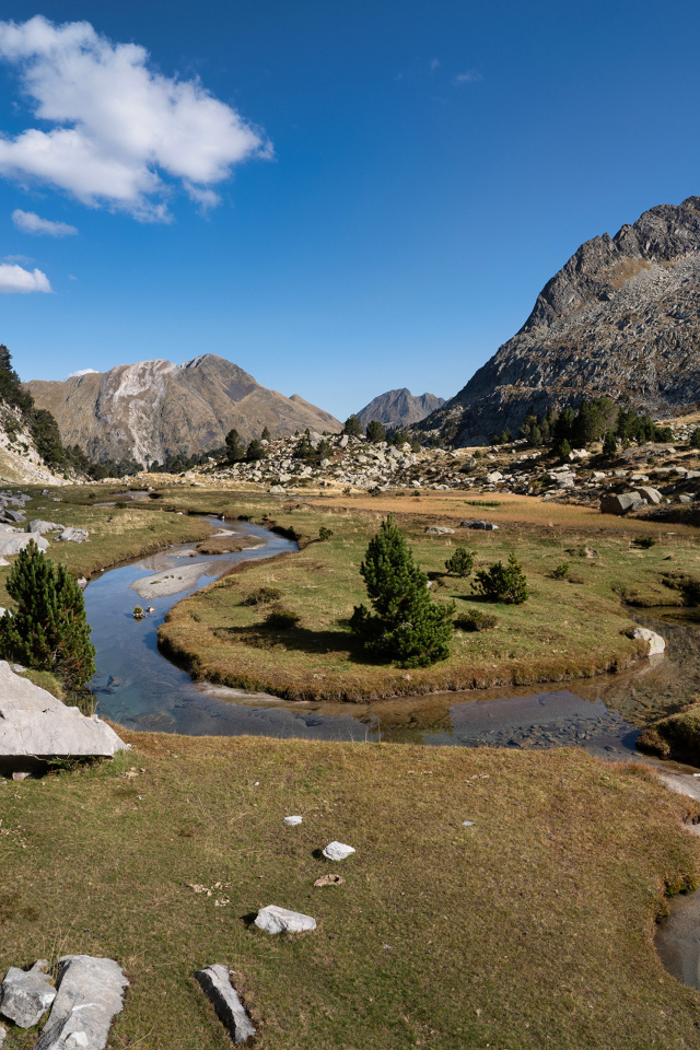 Узкая извилистая речка в горах