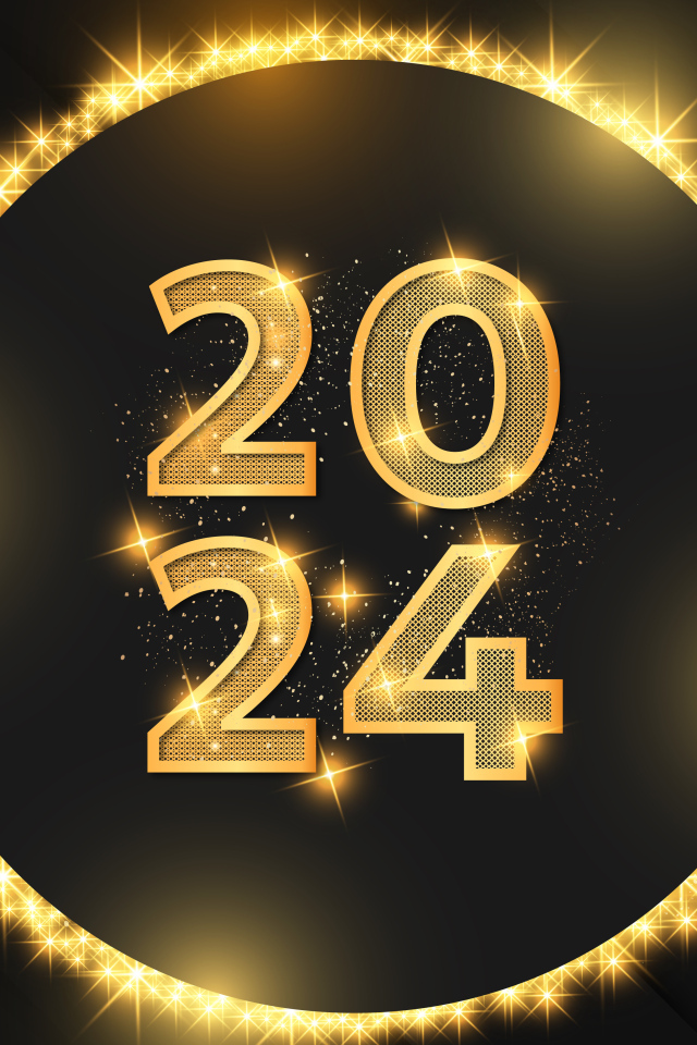 Красивый огненный шар на черном фоне на новый год 2024