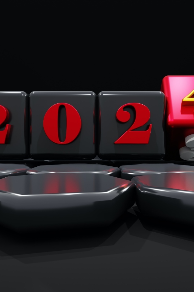 Кубы с цифрами 2024 на черном фоне