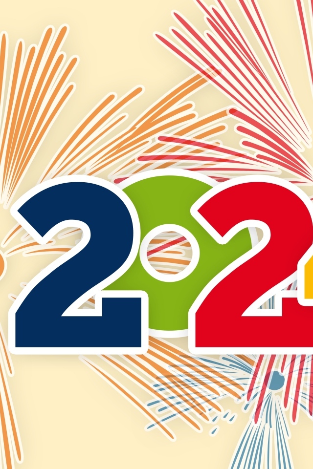 Цифры на фоне салюта на новый год 2024