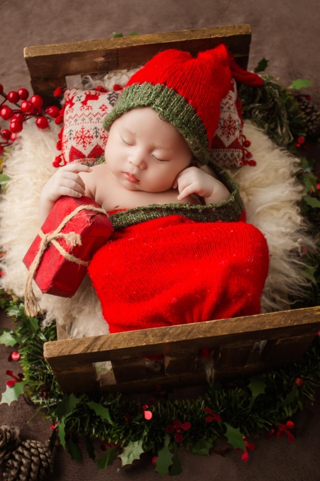 Рождественское фото спящего ребенка