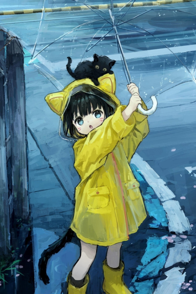 Маленькая девочка аниме с зонтом