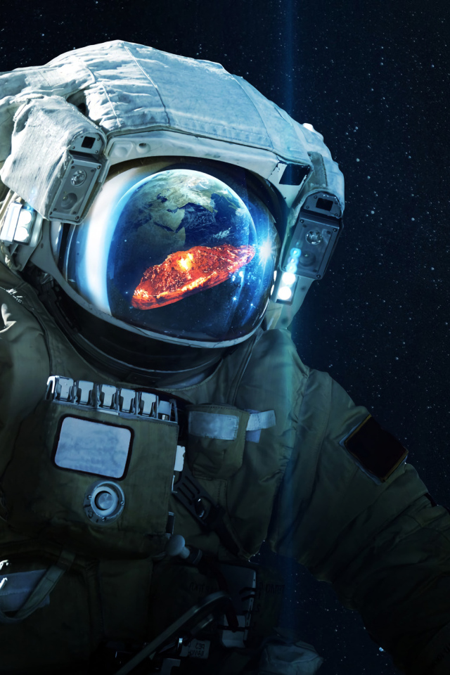 Астронавт смотрит в космосе на вспышку