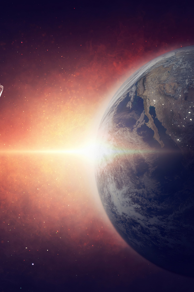 Астронавт в открытом космосе на фоне планеты земля