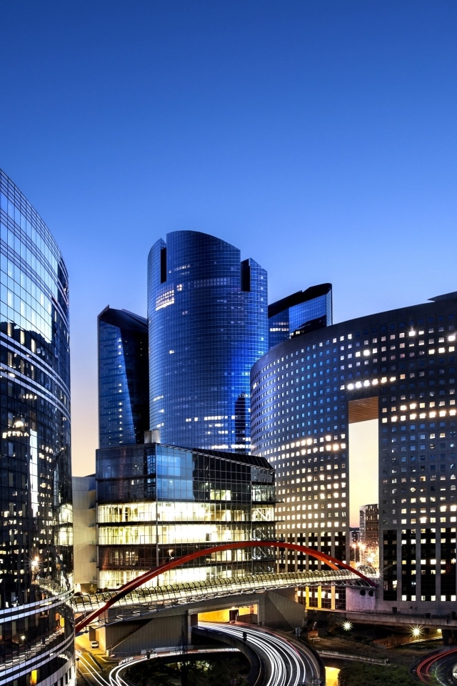 Небоскребы Парижа ночью, Франция