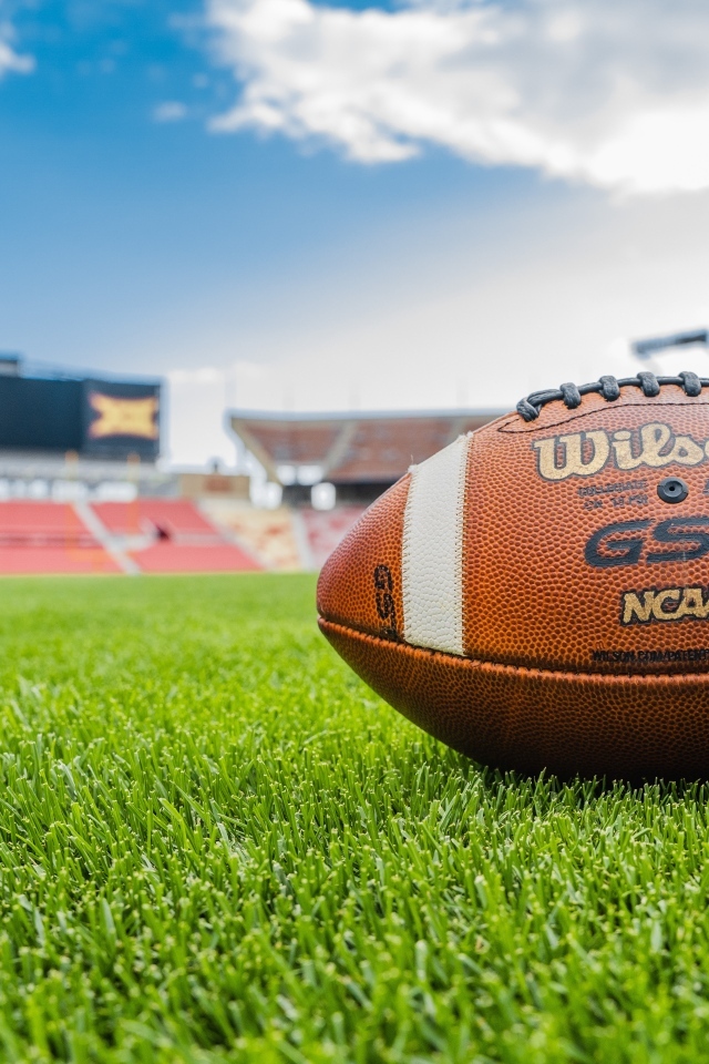 Мяч для американского футбола на поле