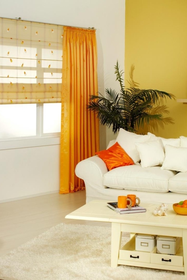 Дизайн гостиной в оранжевом стиле