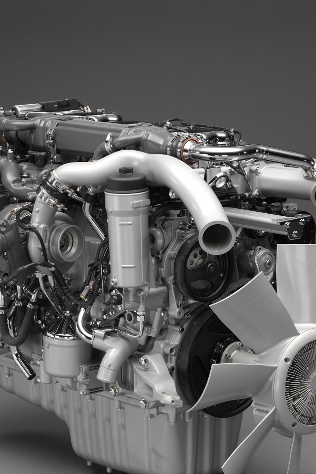 3д модель мотора на сером фоне