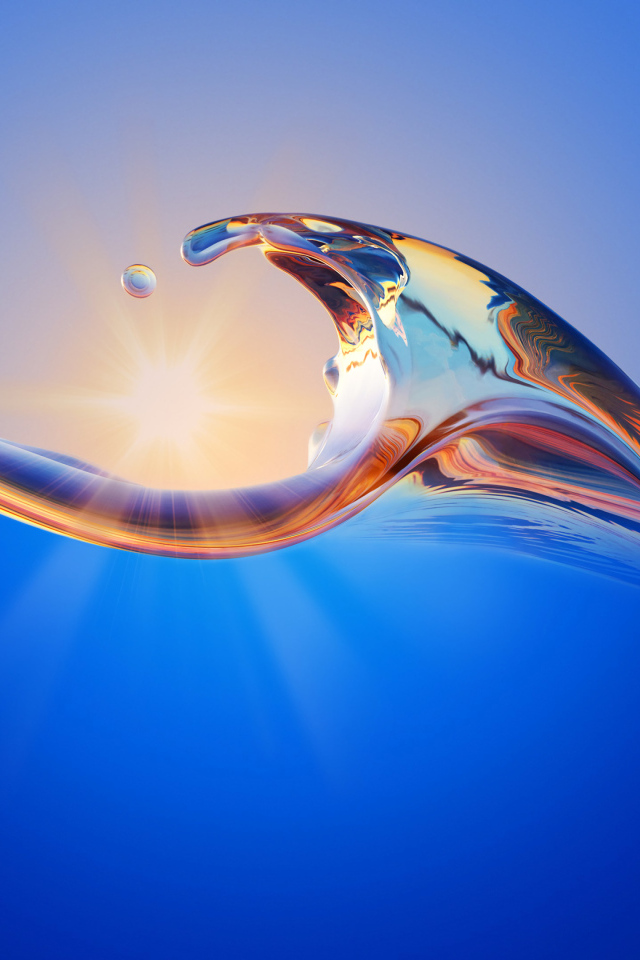 Волна 3д на синем фоне