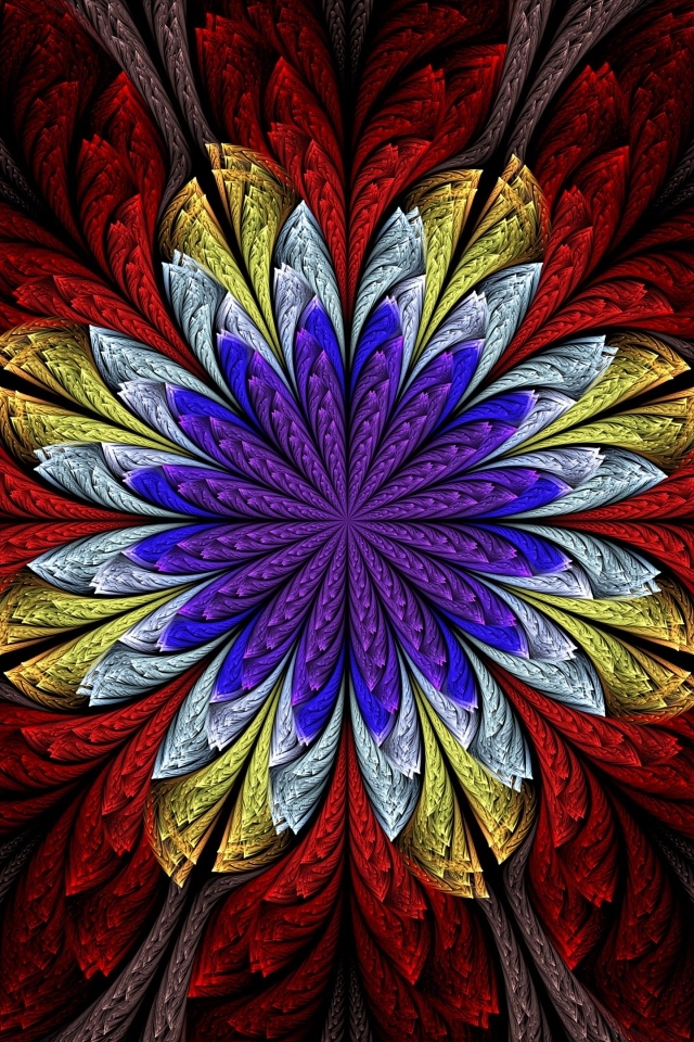 Абстрактный разноцветный фрактальный цветок