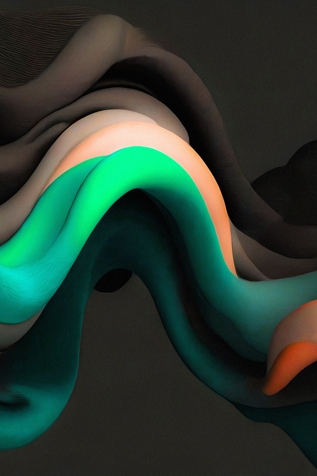 Абстрактные разноцветные волны на черном фоне