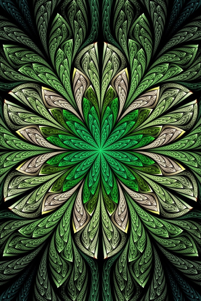 Абстрактный зеленый волнистый цветок 