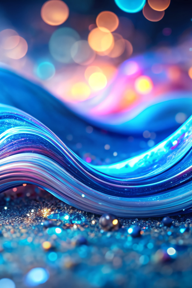 Абстрактная неоновая волна с блестками