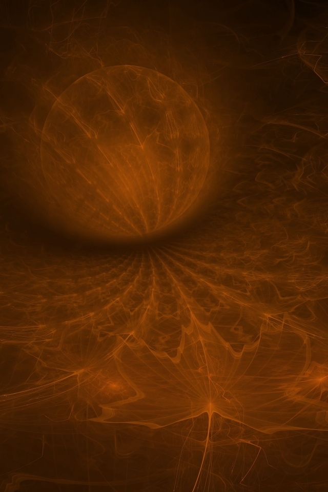 Шар на коричневом неоновом фоне с кленовым листом