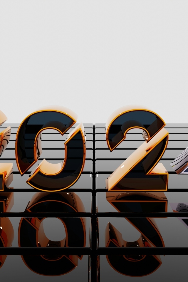 Красивые 3д цифры 2024 на сером фоне