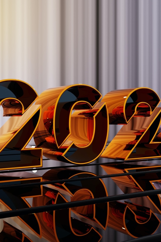 Красивые золотистые цифры 2024 на сером фоне