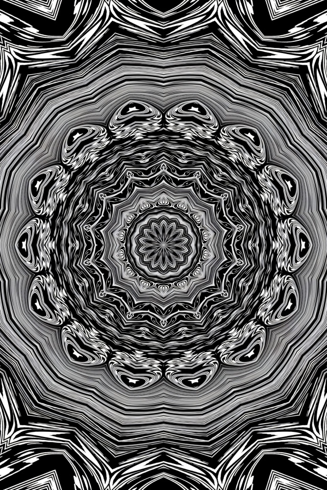 Черно-белый фрактальный узор 