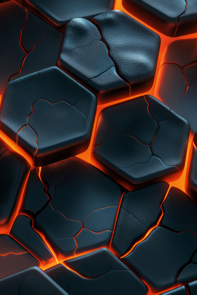 Черные потрескавшиеся соты с красной подсветкой