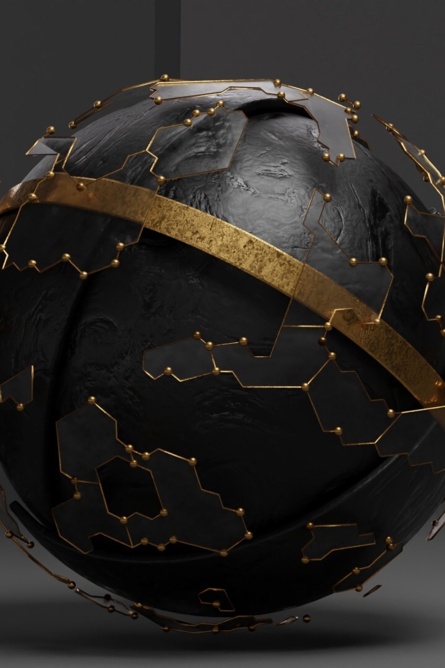 Черный металлический шар с платой