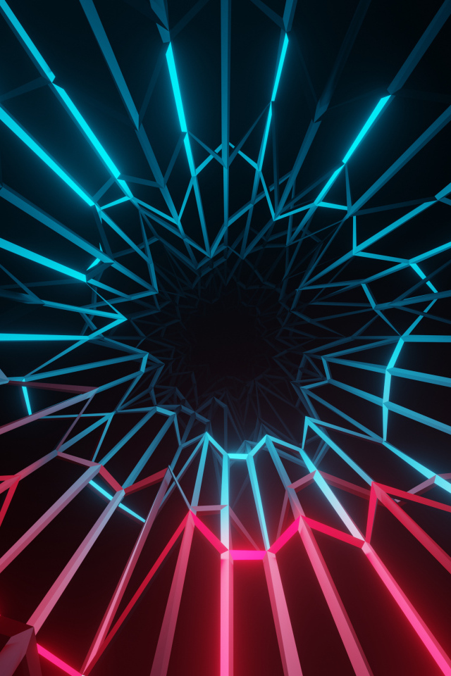 Голубой и розовый фрактальный узор 