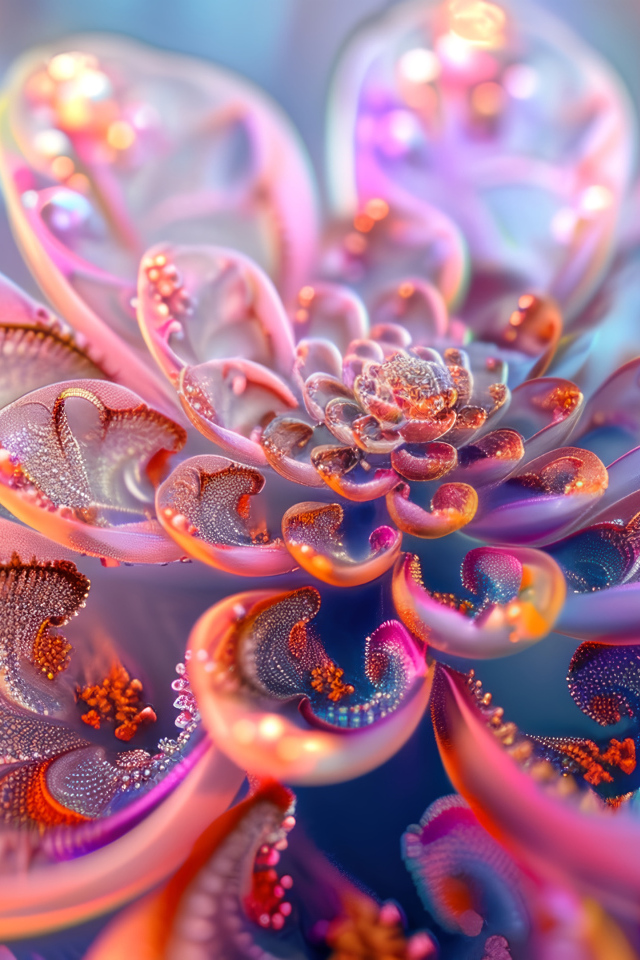 Фантастический фрактальный розовый цветок крупным планом