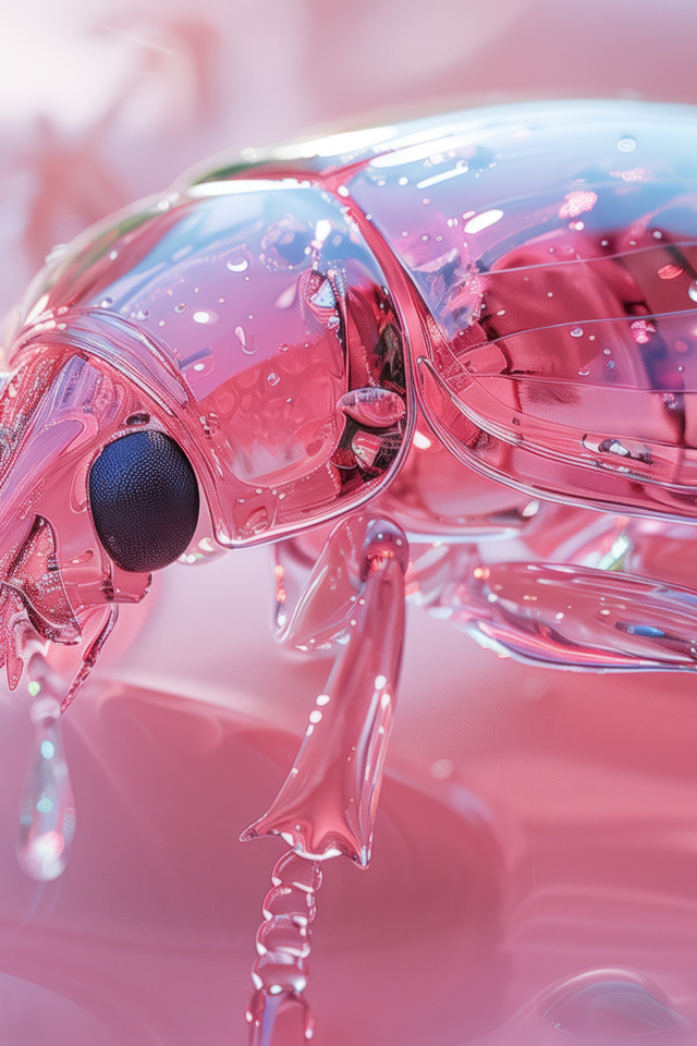 Стеклянный жук на розовом фоне 3д графика