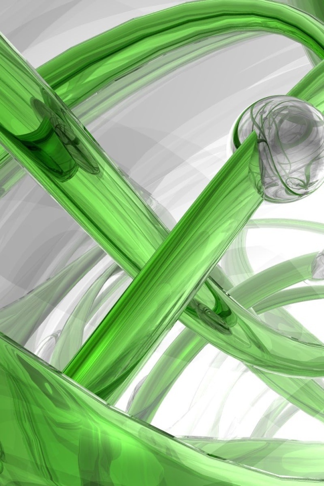 Стеклянная зеленая спираль с серыми шарами