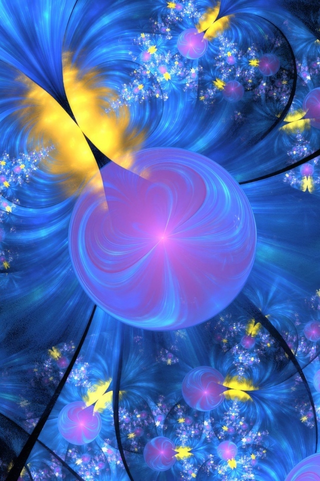 Неоновые абстрактные круги с разводами