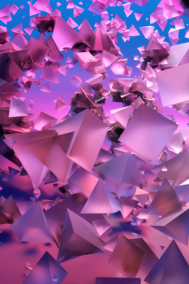 Розовые геометрические 3д фигуры в воздухе