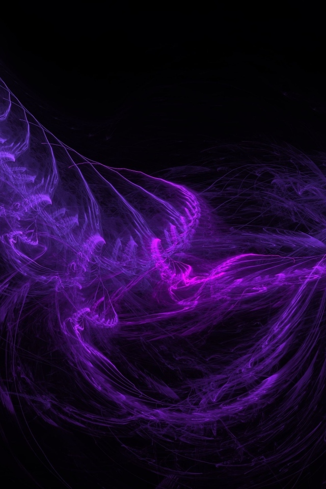 Фиолетовые волнистые узоры на черном фоне