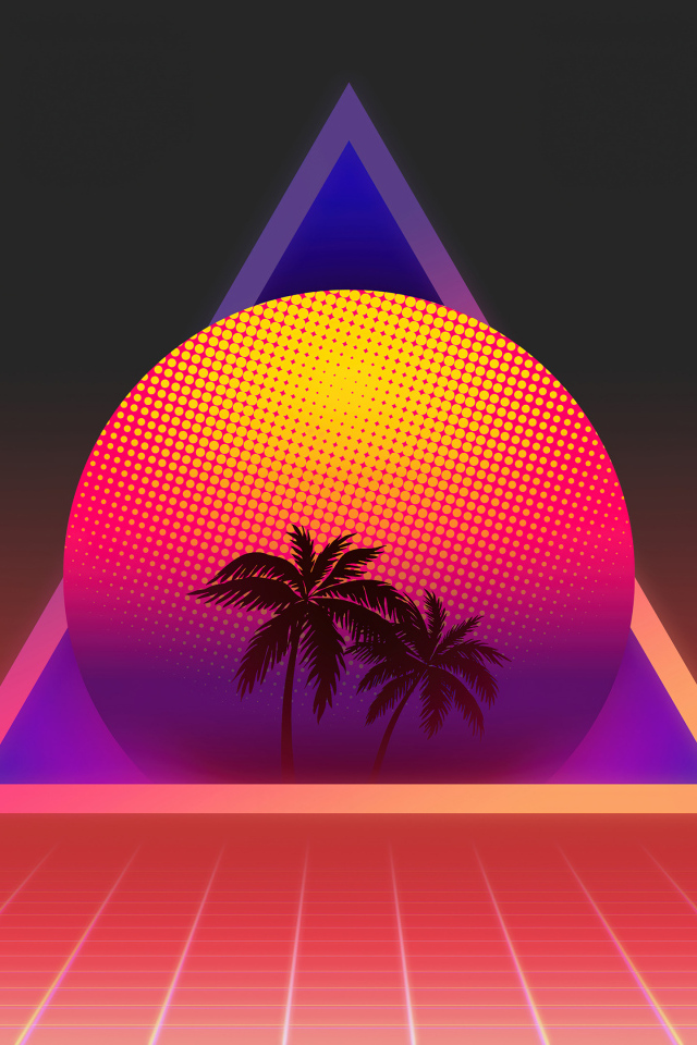 Пирамида с шаром и пальмами