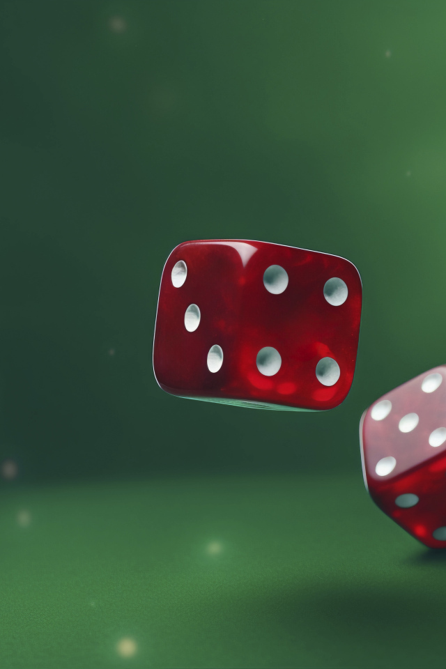 Красные 3д кубики на зеленом фоне